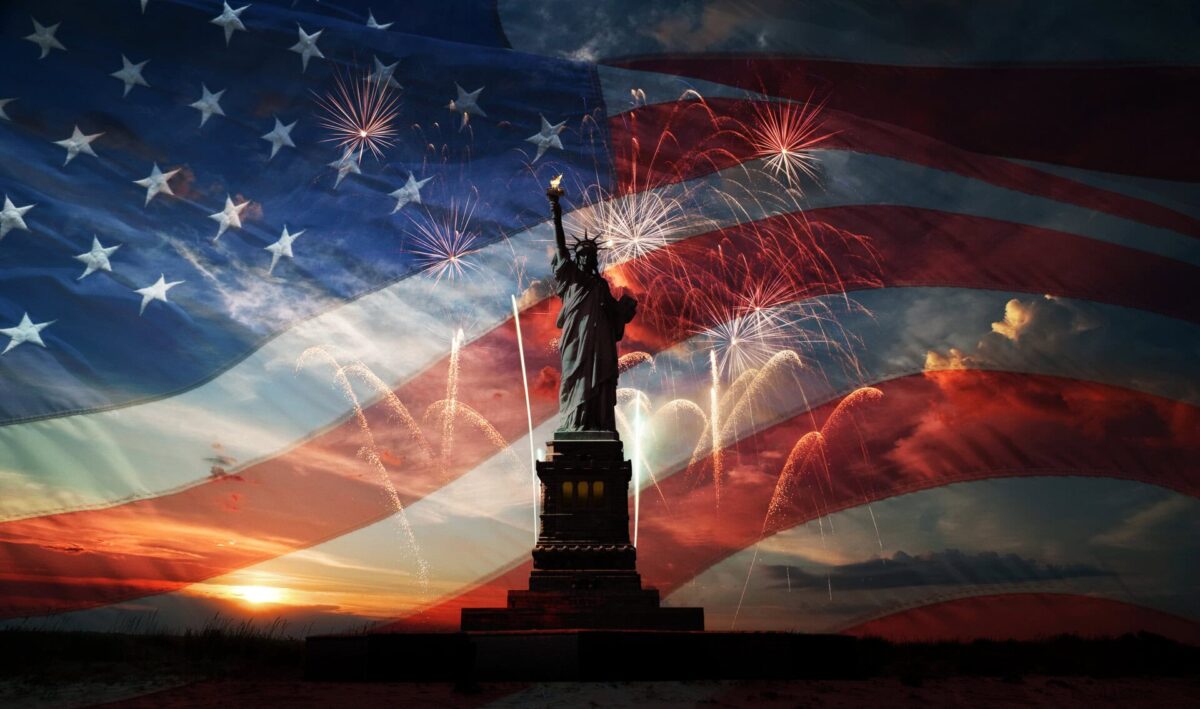 independence day. liberty enlightening the world